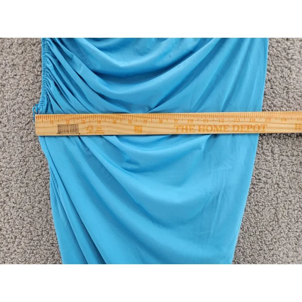 Steve Madden Ayana Dress Women's L Atlantic Blue One Shoulder Neckline Pull On~ - Picture 4 of 14